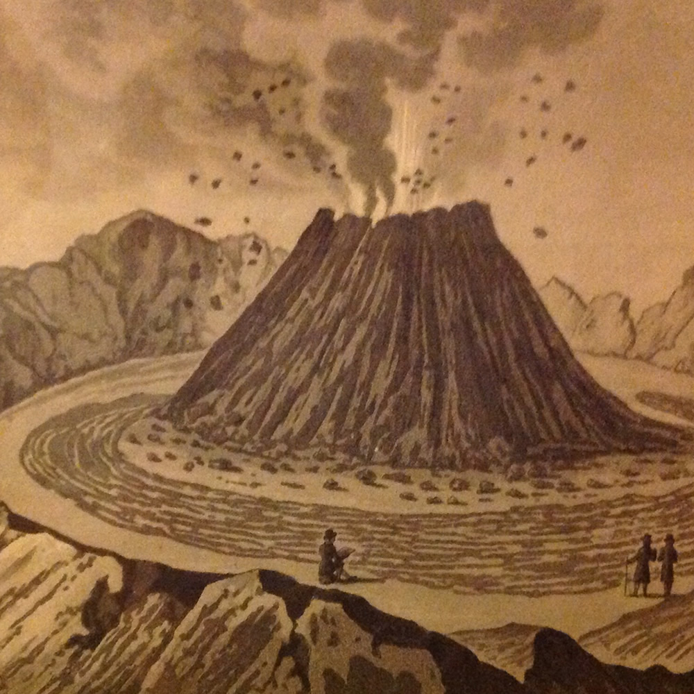 Il cratere del Vesuvio, prima dell'eruzione del 1767. Incisione di Ambroise Tardieu. Foto di David Pyle.