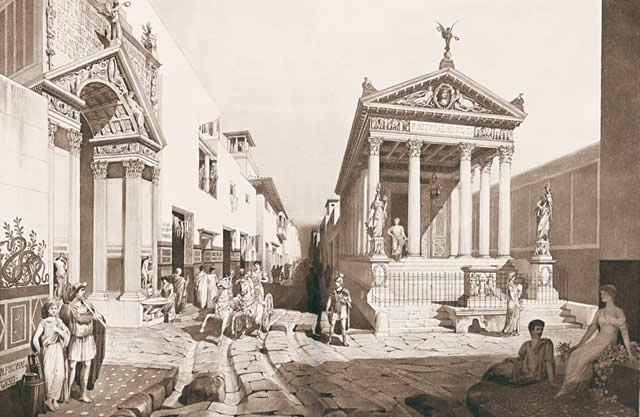 Imaginary reconstruction of the Temple of Fortuna Augusta