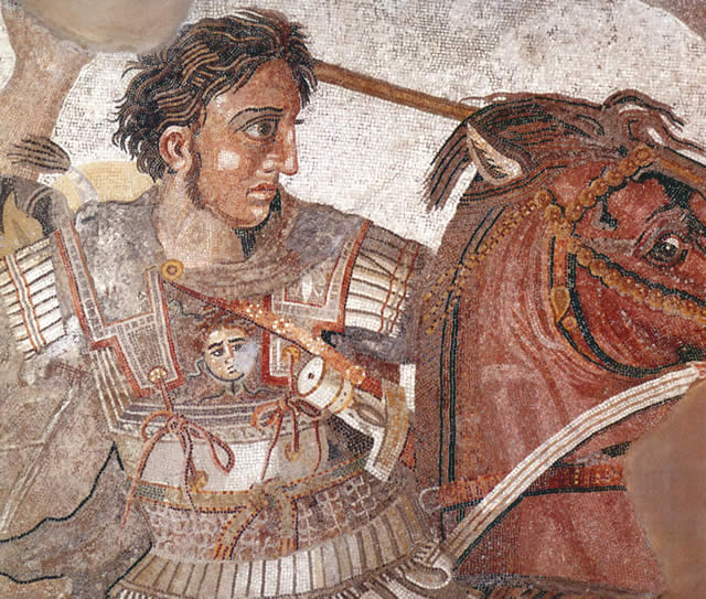 Particolare del mosaico della battaglia tra Alessandro Magno e Dario ad Isso