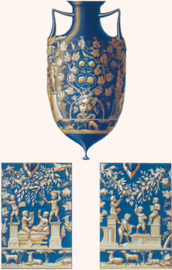 Blue vase in glass