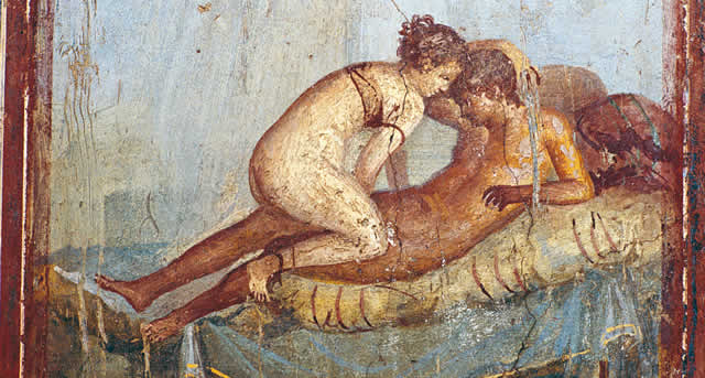 Una delle due pitture erotiche che decoravano un cubicolo riservato
